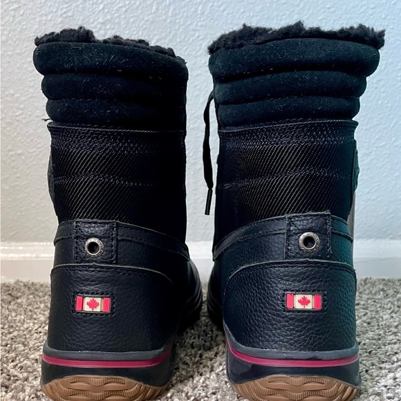 NWT Pajar Canada Black Waterproof Winter Lace-Up Boots Red Accents Men’s New - Picture 6 of 11